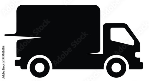 Simple black silhouette of a delivery truck side view minimalist design