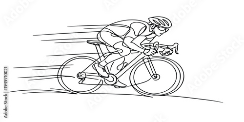 Cyclist riding a bicycle on road vector illustration