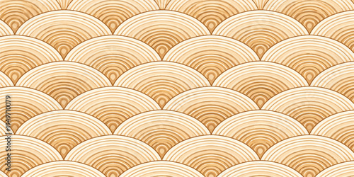 abstract seamless wooden pattern with woven circular texture in natural brown tones