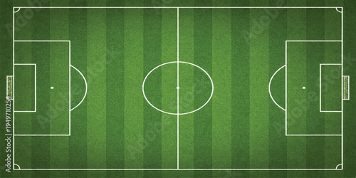 green soccer field with white lines and goals illustration