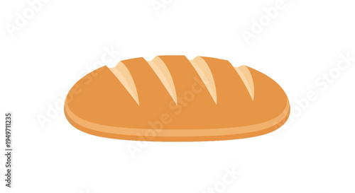 Simple flat illustration of a fresh baked bread loaf