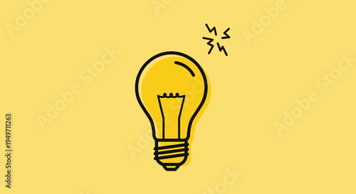 Simple glowing light bulb icon with idea sparks