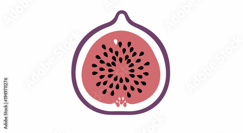 Simple graphic illustration of a halved fig fruit