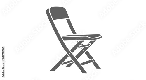 Simple gray folding chair icon illustration on white background