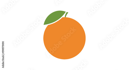 Simple orange fruit with green leaf graphic design
