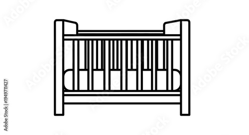 Simple outline icon of a baby crib or cot