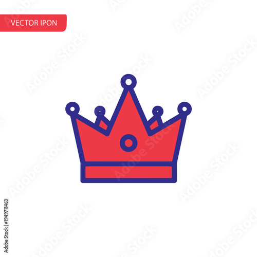 Simple red and blue crown icon on white background