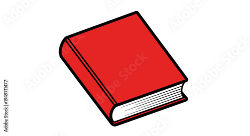 Simple red closed book icon on white background