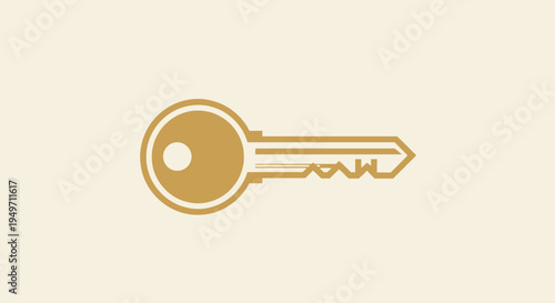 Single golden key illustration on a plain light background