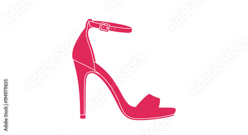Single pink high heel sandal with ankle strap illustration