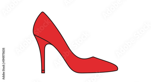 Single red high heel shoe on white background