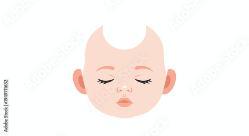 Sleeping baby head cartoon illustration with closed eyes