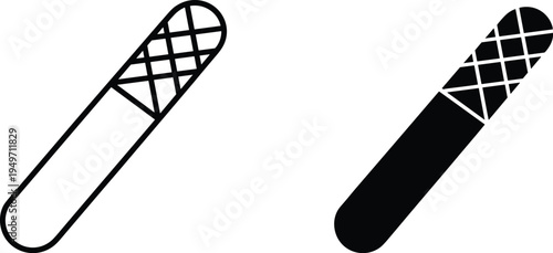 Foot file pedicure tool icon set, nail care beauty instrument outline and solid style cosmetic vector illustration