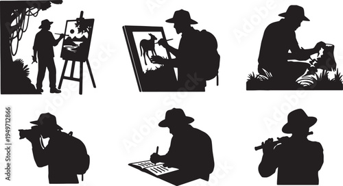 The Artist as an Explorer in the Jungle Silhouettes Set