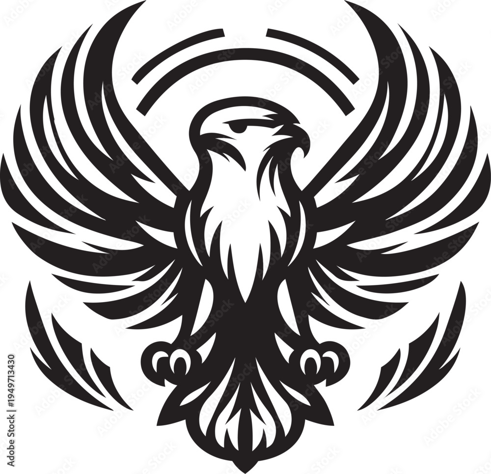 Fototapeta premium Eagle tattoo on a white background. Vector illustration