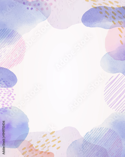 涼やかな寒色系の水彩フレーム、透明感がある4:5背景素材