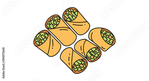 Vegetable Spring Roll Line art creative contemporary abstract illustration