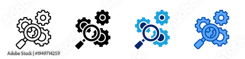 Machine inspection icon set multiple style collection