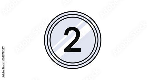 Simple graphic of the number two in a bold black font inside a white circle with concentric black rings on a plain white background for listings.