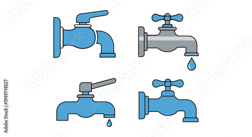 Water Tap Line art vector set modern blended abstract color