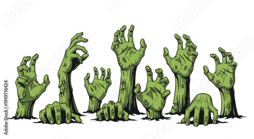 Zombie Hands Emerging from Ground
