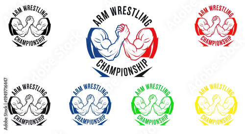 Arm Wrestling Championship Logo Design - Diverse Colors