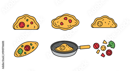 Veggie Omelette Line art creative modern abstract illustration