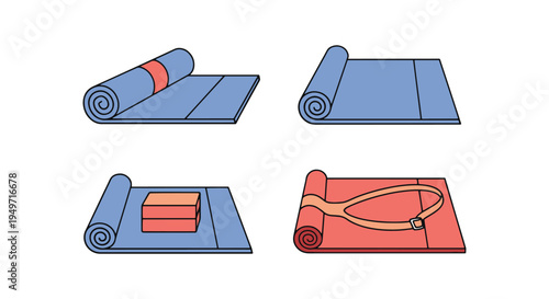 Yoga Mat Line art vector set dynamic creative abstract