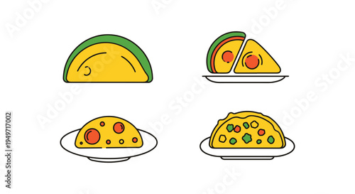 Veggie Omelette Line art soft pastel abstract design vector