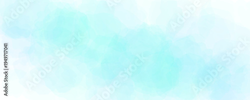 Turquoise watercolor effect background. Light teal watercolour gradient texture. Soft mint blurred paint splashes wallpaper for birthday or wedding design. Vector light blue green color backdrop