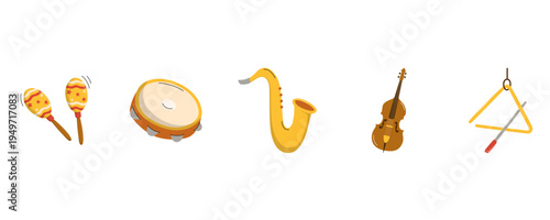 Set of Cartoon Music Instruments
