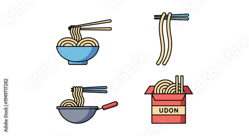 Udon Noodles Line art vector clean elegant abstract illustration