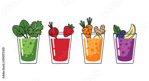 Veggie Smoothie Line art soft pastel abstract vector illustration