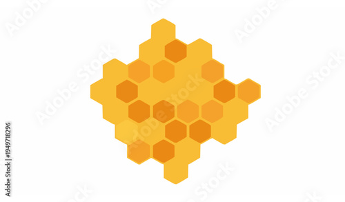 Golden honeycomb hexagon cells vector illustration beehive honey structure isolated on white background