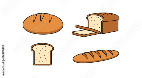 Whole Grain Bread Line art modern smooth artistic abstract vector