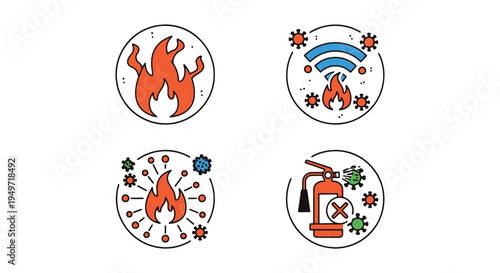 Viral Fire Line art vector modern colorful abstract artwork illustration