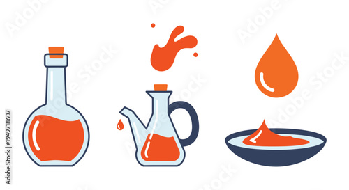 Vinegar Line art vector set minimal abstract concept illustration