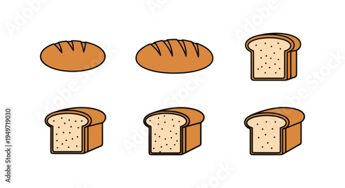 Whole Wheat Bread Line art minimal modern abstract color vector