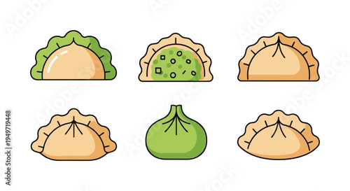 Vegetable Dumpling Line art creative artistic abstract style vector