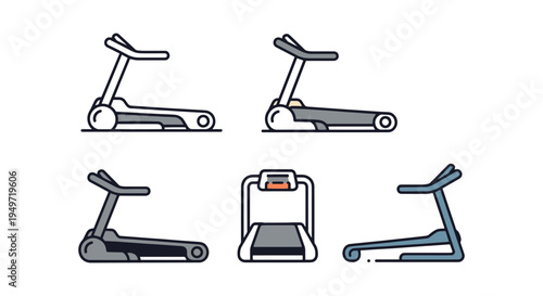 Treadmill Line art vector set minimal digital abstract color illustration