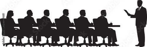 Black Solid Board Members Junior Presentation Silhouettes Set of Six on White Background