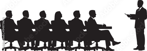 Black Solid Board Members Junior Presentation Silhouettes Set of Six on White Background