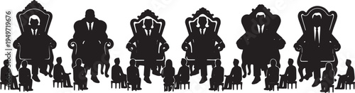 Black Solid Boss Oversized Chair Silhouettes Set of Six on White Background