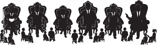 Black Solid Boss Oversized Chair Silhouettes Set of Six on White Background
