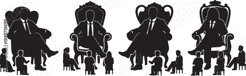 Black Solid Boss Oversized Chair Silhouettes Set of Six on White Background