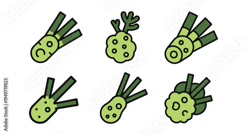 Wasabi Line art vector set abstract color harmony illustration