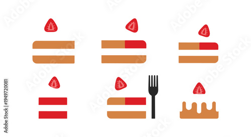 Tres Leches Cake Line art digital abstract colorful vector