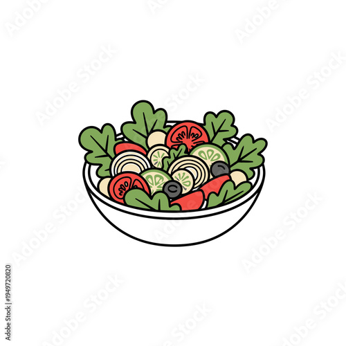 Fresh Salad Bowl Cartoon vector illustration