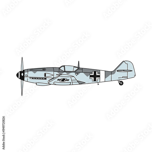 Messerschmitt Bf 109 World War II Aircraft vector illustration