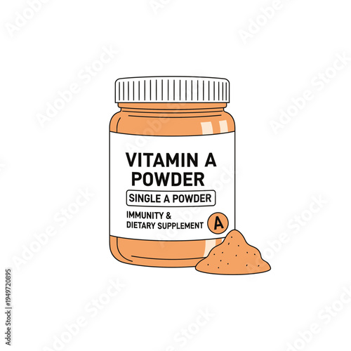 Vitamin A Powder in Jar vector illustration